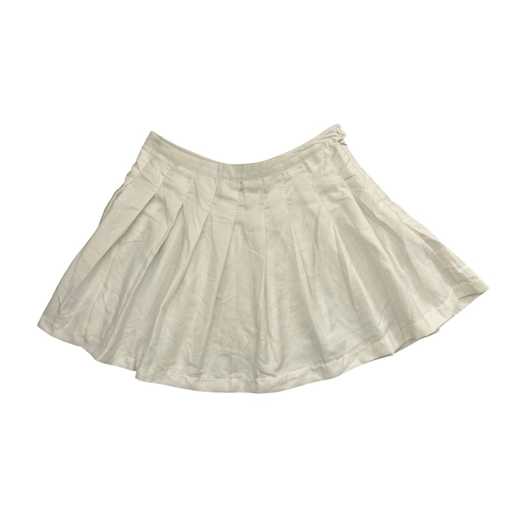 Faded Rose Pleated Mini Skirt Womens XL White Excellent Tennis Core Preppy Twill